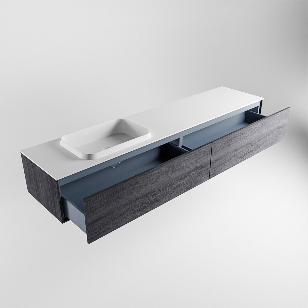 MONDIAZ ERIN 200cm mueble de baño color Antracite 2 cajones. Lavabo RIDGE Izquierda 1 orificio color Talc. 6 MONDIAZ ERIN 200cm mueble de baño color Antracite 2 cajones. Lavabo RIDGE Izquierda 1 orificio color Talc. - Imagen 6