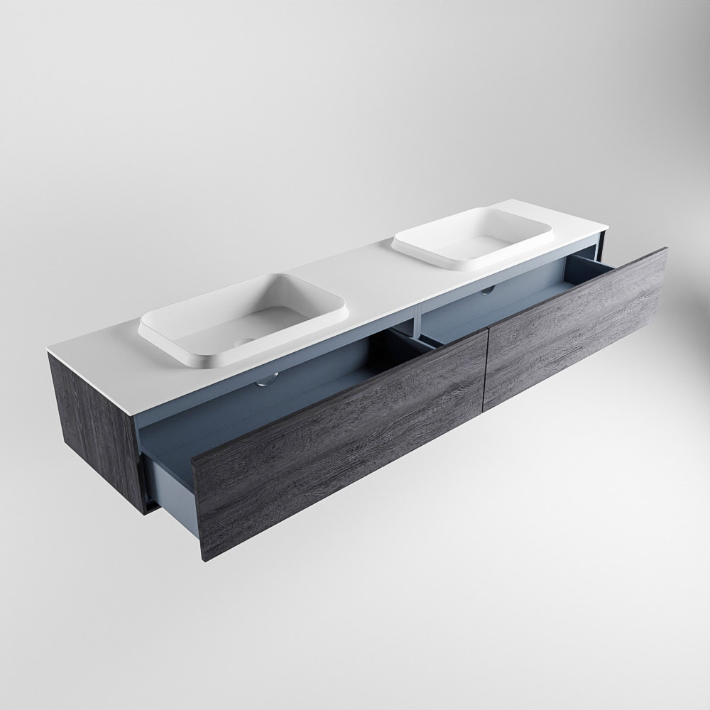 MONDIAZ ERIN 200cm mueble de baño color Antracite 2 cajones. Lavabo RIDGE Doble 2 orificios color Talc. 6 MONDIAZ ERIN 200cm mueble de baño color Antracite 2 cajones. Lavabo RIDGE Doble 2 orificios color Talc. - Imagen 6