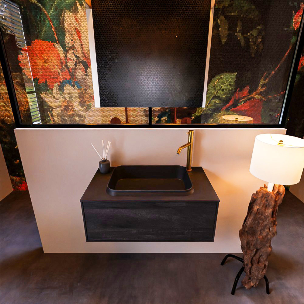 MONDIAZ ERIN 80cm mueble de baño color Antracite 1 cajón. Lavabo RIDGE Centro 1 orificio color Urban. 3 MONDIAZ ERIN 80cm mueble de baño color Antracite 1 cajón. Lavabo RIDGE Centro 1 orificio color Urban. - Imagen 3