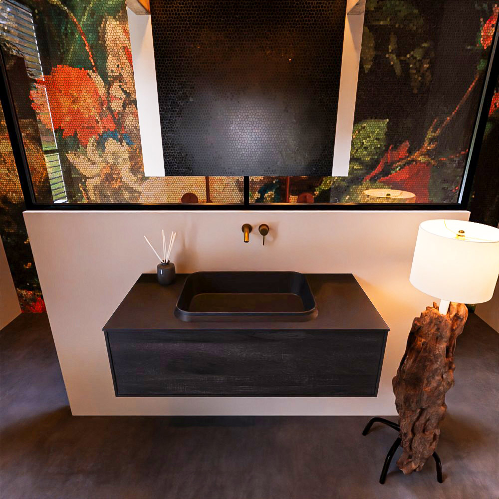 MONDIAZ ERIN 100cm mueble de baño color Antracite 1 cajón. Lavabo RIDGE Centro sin orificio color Urban. 3 MONDIAZ ERIN 100cm mueble de baño color Antracite 1 cajón. Lavabo RIDGE Centro sin orificio color Urban. - Imagen 3