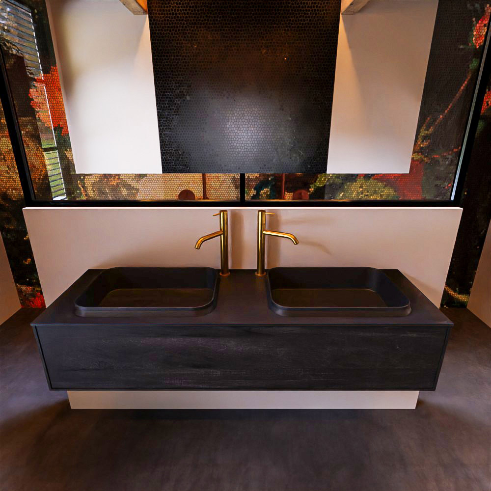 MONDIAZ ERIN 150cm mueble de baño color Antracite 1 cajón. Lavabo RIDGE Doble 2 orificios color Urban. 3 MONDIAZ ERIN 150cm mueble de baño color Antracite 1 cajón. Lavabo RIDGE Doble 2 orificios color Urban. - Imagen 3