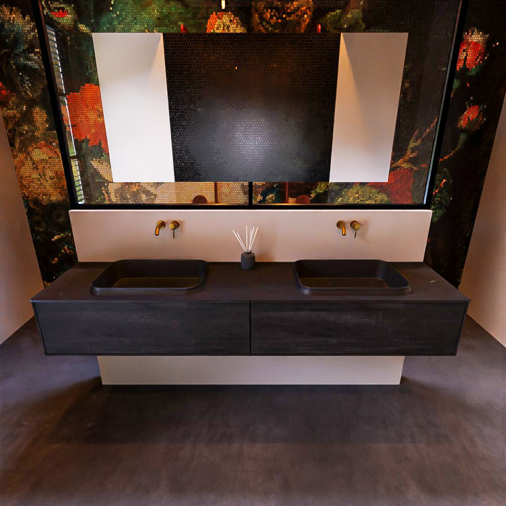 MONDIAZ ERIN 200cm mueble de baño color Antracite 2 cajones. Lavabo RIDGE Doble sin orificio color Urban. 3 MONDIAZ ERIN 200cm mueble de baño color Antracite 2 cajones. Lavabo RIDGE Doble sin orificio color Urban. - Imagen 3