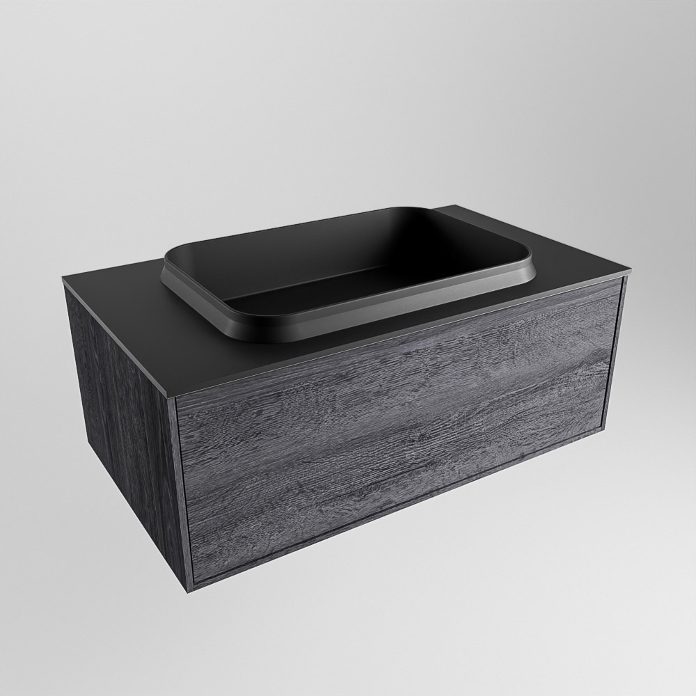 MONDIAZ ERIN 80cm mueble de baño color Antracite 1 cajón. Lavabo RIDGE Centro 1 orificio color Urban. 4 MONDIAZ ERIN 80cm mueble de baño color Antracite 1 cajón. Lavabo RIDGE Centro 1 orificio color Urban. - Imagen 4