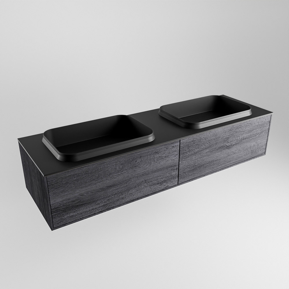 MONDIAZ ERIN 150cm mueble de baño color Antracite 2 cajones. Lavabo RIDGE Doble sin orificio color Urban. 4 MONDIAZ ERIN 150cm mueble de baño color Antracite 2 cajones. Lavabo RIDGE Doble sin orificio color Urban. - Imagen 4