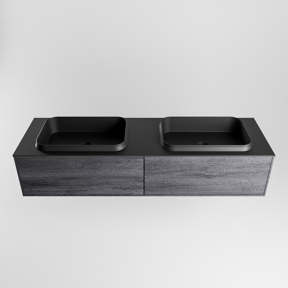 MONDIAZ ERIN 150cm mueble de baño color Antracite 2 cajones. Lavabo RIDGE Doble sin orificio color Urban. 5 MONDIAZ ERIN 150cm mueble de baño color Antracite 2 cajones. Lavabo RIDGE Doble sin orificio color Urban. - Imagen 5