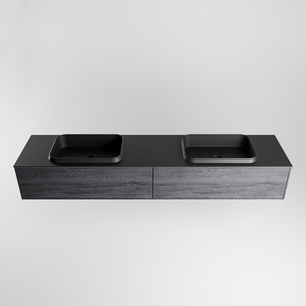 MONDIAZ ERIN 200cm mueble de baño color Antracite 2 cajones. Lavabo RIDGE Doble sin orificio color Urban. 5 MONDIAZ ERIN 200cm mueble de baño color Antracite 2 cajones. Lavabo RIDGE Doble sin orificio color Urban. - Imagen 5