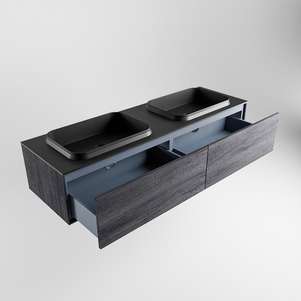 MONDIAZ ERIN 150cm mueble de baño color Antracite 2 cajones. Lavabo RIDGE Doble sin orificio color Urban. 6 MONDIAZ ERIN 150cm mueble de baño color Antracite 2 cajones. Lavabo RIDGE Doble sin orificio color Urban. - Imagen 6