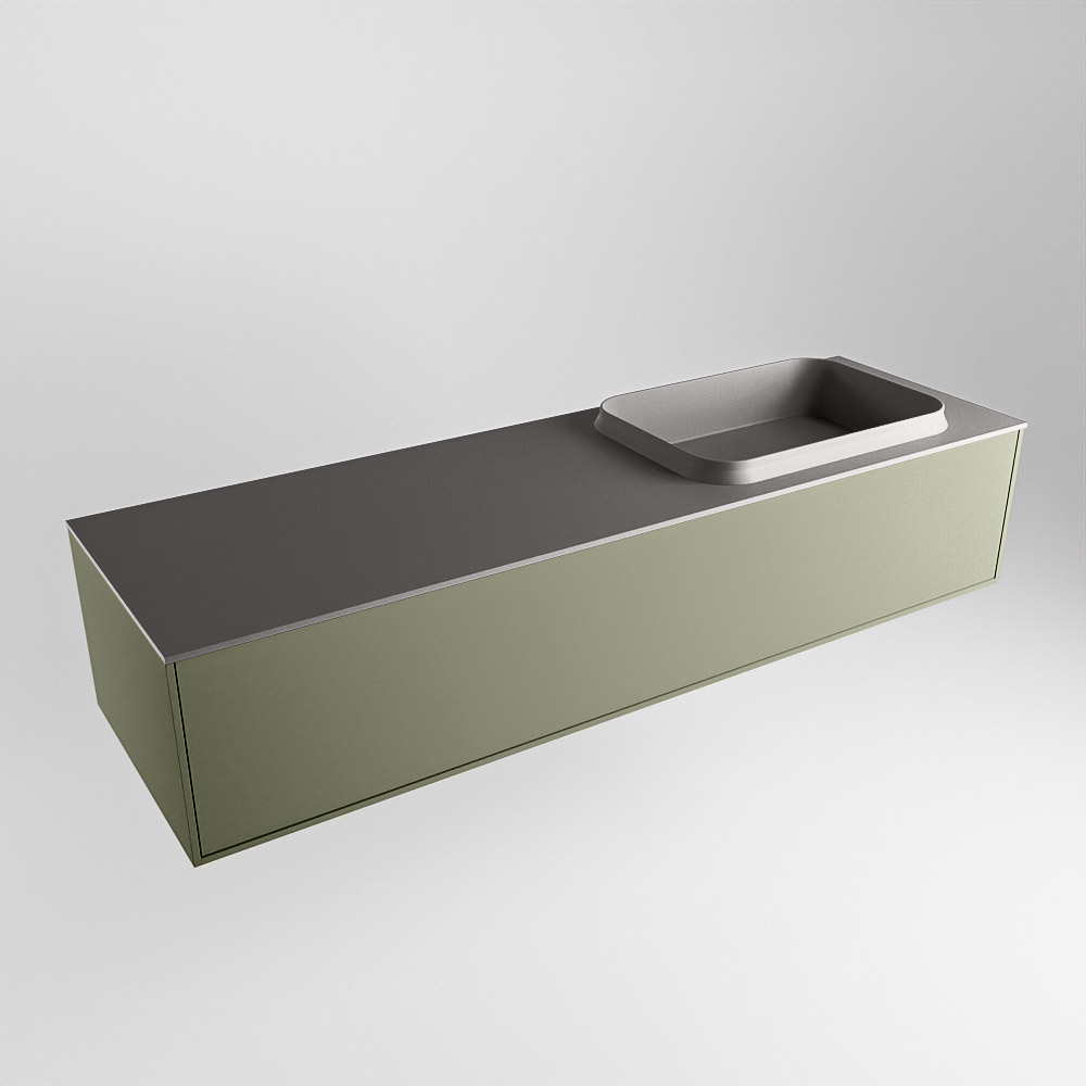 MONDIAZ ERIN 150cm mueble de baño color Army 1 cajón. Lavabo RIDGE Derecho sin orificio color Dark Grey. 4 MONDIAZ ERIN 150cm mueble de baño color Army 1 cajón. Lavabo RIDGE Derecho sin orificio color Dark Grey. - Imagen 4