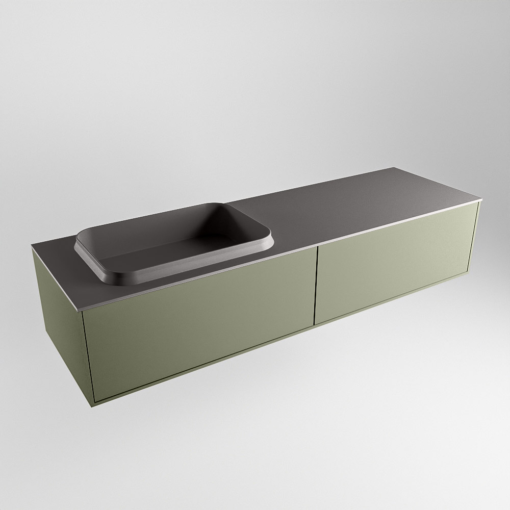 MONDIAZ ERIN 150cm mueble de baño color Army 2 cajones. Lavabo RIDGE Izquierda sin orificio color Dark Grey. 4 MONDIAZ ERIN 150cm mueble de baño color Army 2 cajones. Lavabo RIDGE Izquierda sin orificio color Dark Grey. - Imagen 4