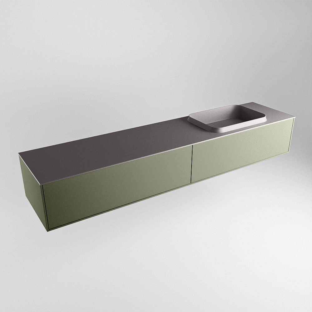 MONDIAZ ERIN 200cm mueble de baño color Army 2 cajones. Lavabo RIDGE Derecho 1 orificio color Dark Grey. 4 MONDIAZ ERIN 200cm mueble de baño color Army 2 cajones. Lavabo RIDGE Derecho 1 orificio color Dark Grey. - Imagen 4