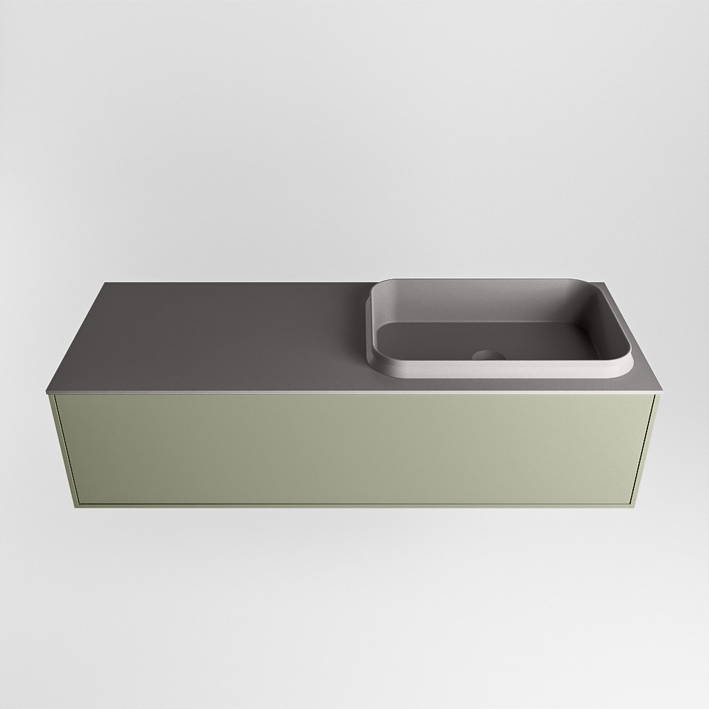 MONDIAZ ERIN 120cm mueble de baño color Army 1 cajón. Lavabo RIDGE Derecho sin orificio color Dark Grey. 5 MONDIAZ ERIN 120cm mueble de baño color Army 1 cajón. Lavabo RIDGE Derecho sin orificio color Dark Grey. - Imagen 5