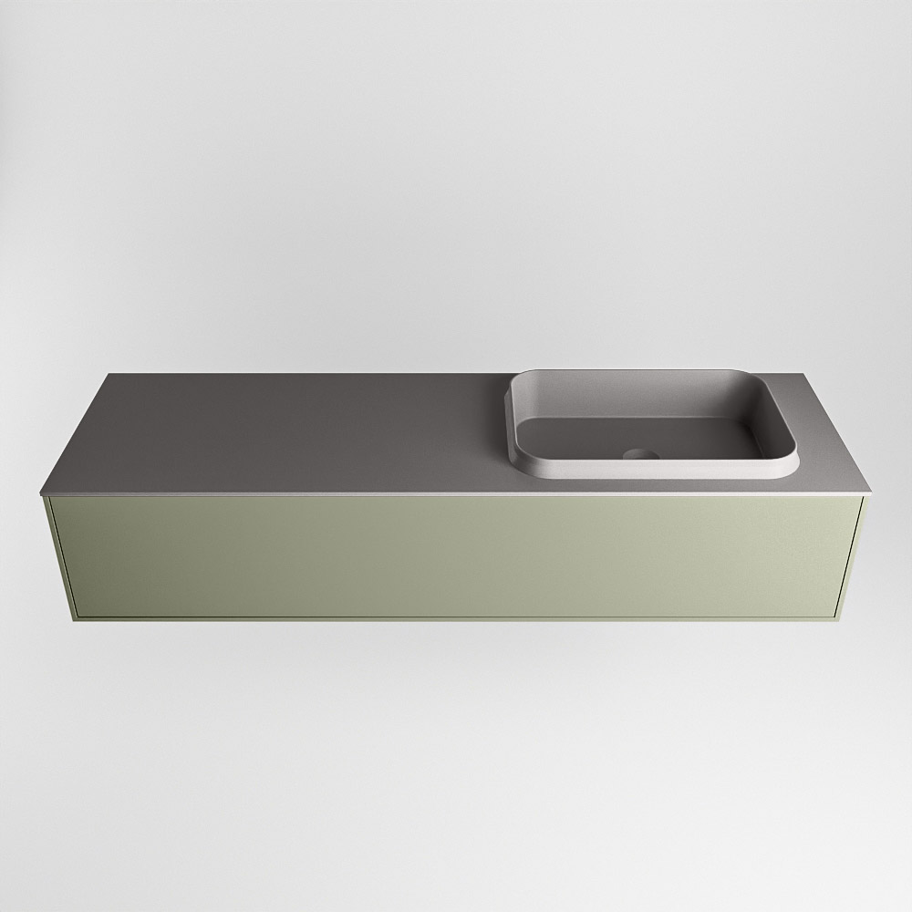 MONDIAZ ERIN 150cm mueble de baño color Army 1 cajón. Lavabo RIDGE Derecho sin orificio color Dark Grey. 5 MONDIAZ ERIN 150cm mueble de baño color Army 1 cajón. Lavabo RIDGE Derecho sin orificio color Dark Grey. - Imagen 5