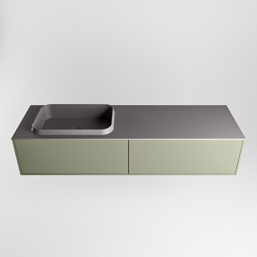 MONDIAZ ERIN 150cm mueble de baño color Army 2 cajones. Lavabo RIDGE Izquierda sin orificio color Dark Grey. 5 MONDIAZ ERIN 150cm mueble de baño color Army 2 cajones. Lavabo RIDGE Izquierda sin orificio color Dark Grey. - Imagen 5
