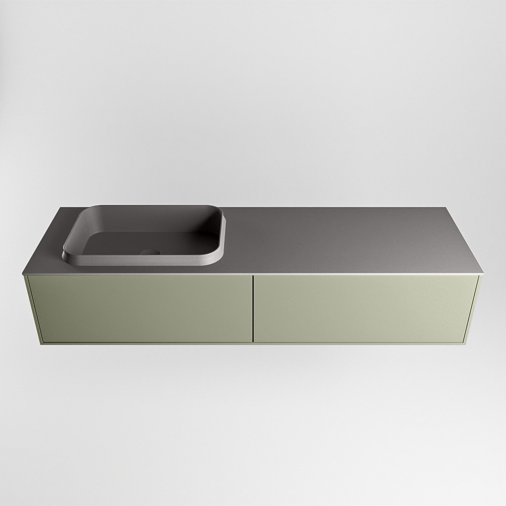 MONDIAZ ERIN 150cm mueble de baño color Army 2 cajones. Lavabo RIDGE Izquierda 1 orificio color Dark Grey. 5 MONDIAZ ERIN 150cm mueble de baño color Army 2 cajones. Lavabo RIDGE Izquierda 1 orificio color Dark Grey. - Imagen 5