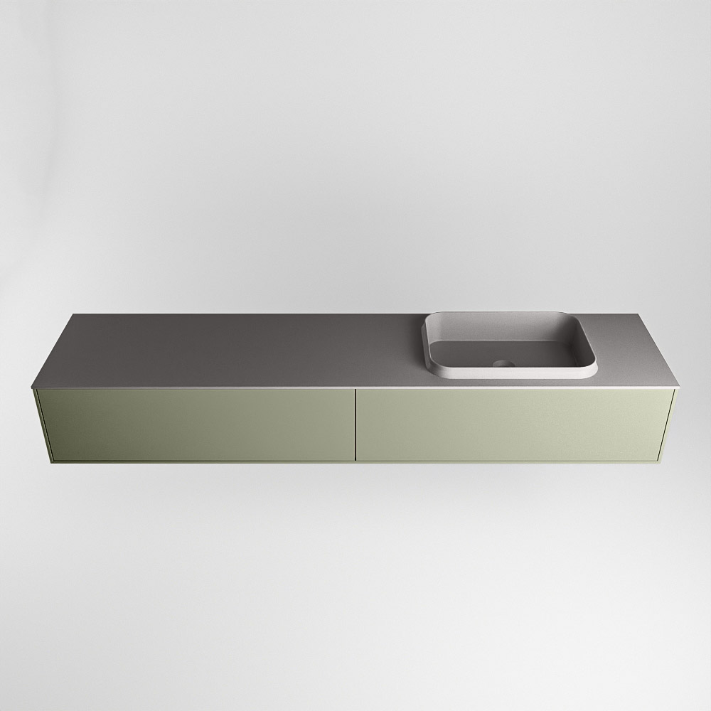 MONDIAZ ERIN 200cm mueble de baño color Army 2 cajones. Lavabo RIDGE Derecho 1 orificio color Dark Grey. 6 MONDIAZ ERIN 200cm mueble de baño color Army 2 cajones. Lavabo RIDGE Derecho 1 orificio color Dark Grey. - Imagen 6