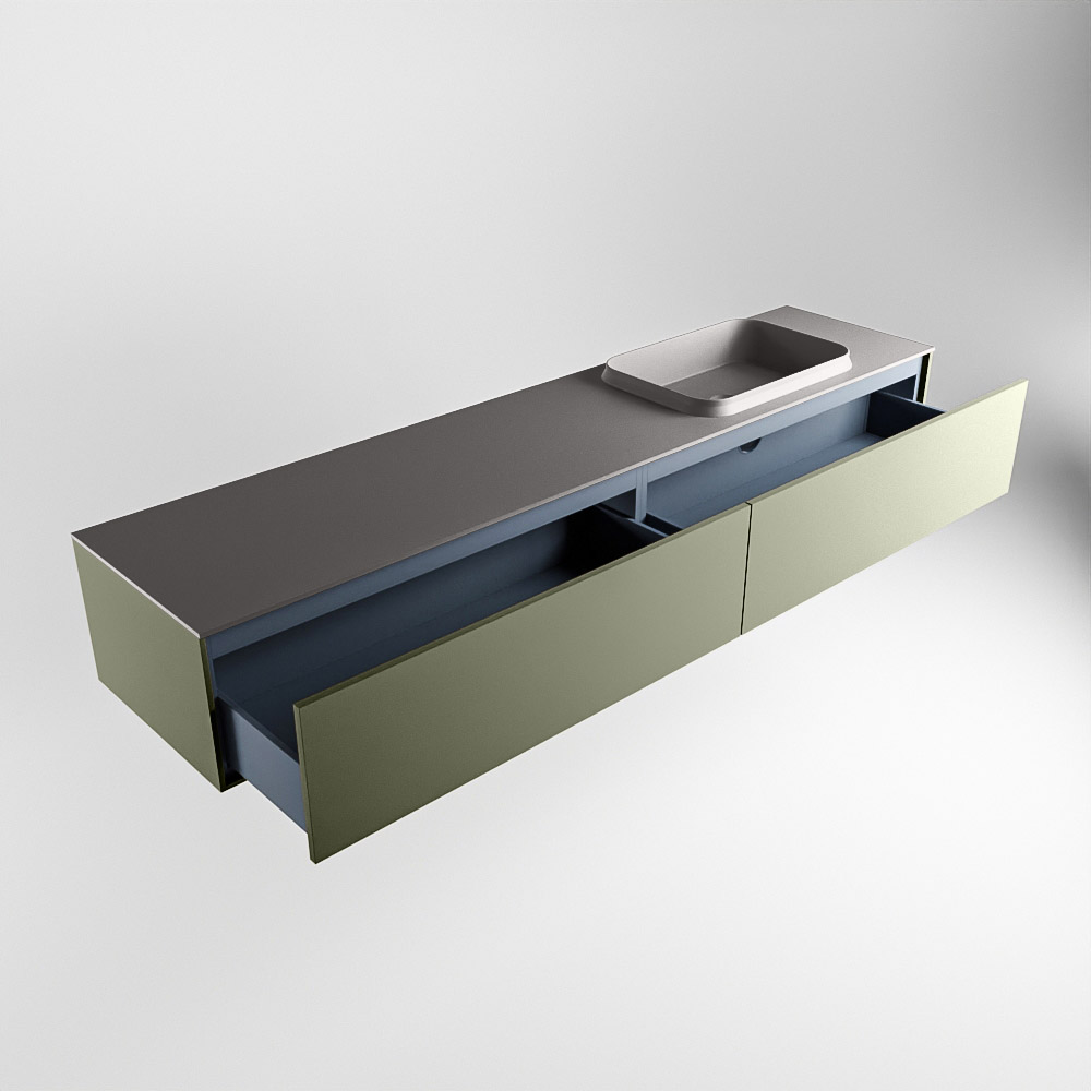 MONDIAZ ERIN 200cm mueble de baño color Army 2 cajones. Lavabo RIDGE Derecho 1 orificio color Dark Grey. 5 MONDIAZ ERIN 200cm mueble de baño color Army 2 cajones. Lavabo RIDGE Derecho 1 orificio color Dark Grey. - Imagen 5