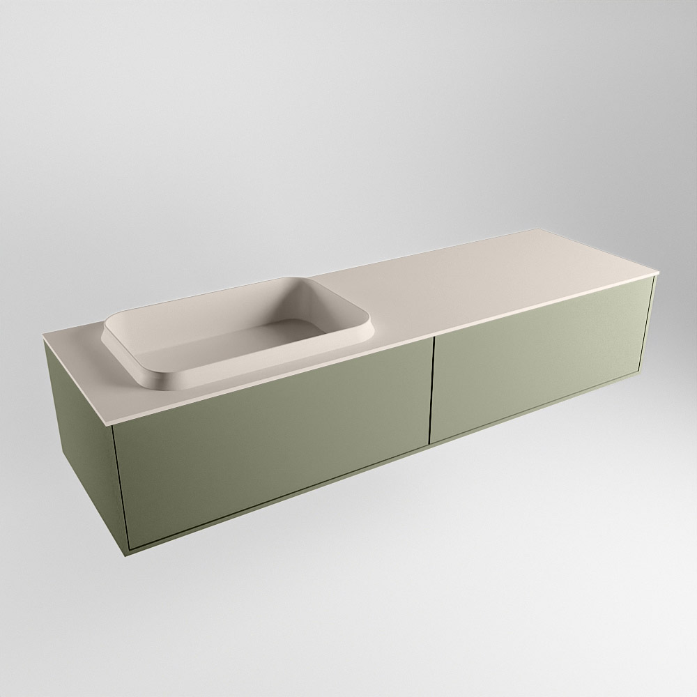 MONDIAZ ERIN 150cm mueble de baño color Army 2 cajones. Lavabo RIDGE Izquierda 1 orificio color Linen. 4 MONDIAZ ERIN 150cm mueble de baño color Army 2 cajones. Lavabo RIDGE Izquierda 1 orificio color Linen. - Imagen 4