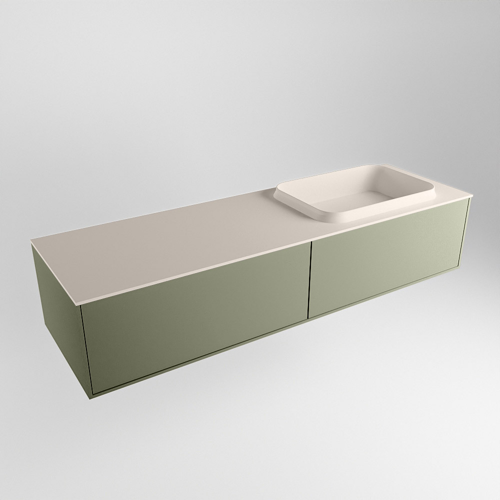 MONDIAZ ERIN 150cm mueble de baño color Army 2 cajones. Lavabo RIDGE Derecho 1 orificio color Linen. 4 MONDIAZ ERIN 150cm mueble de baño color Army 2 cajones. Lavabo RIDGE Derecho 1 orificio color Linen. - Imagen 4