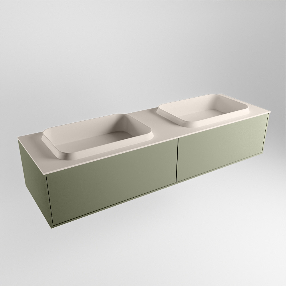 MONDIAZ ERIN 150cm mueble de baño color Army 2 cajones. Lavabo RIDGE Doble 2 orificios color Linen. 4 MONDIAZ ERIN 150cm mueble de baño color Army 2 cajones. Lavabo RIDGE Doble 2 orificios color Linen. - Imagen 4
