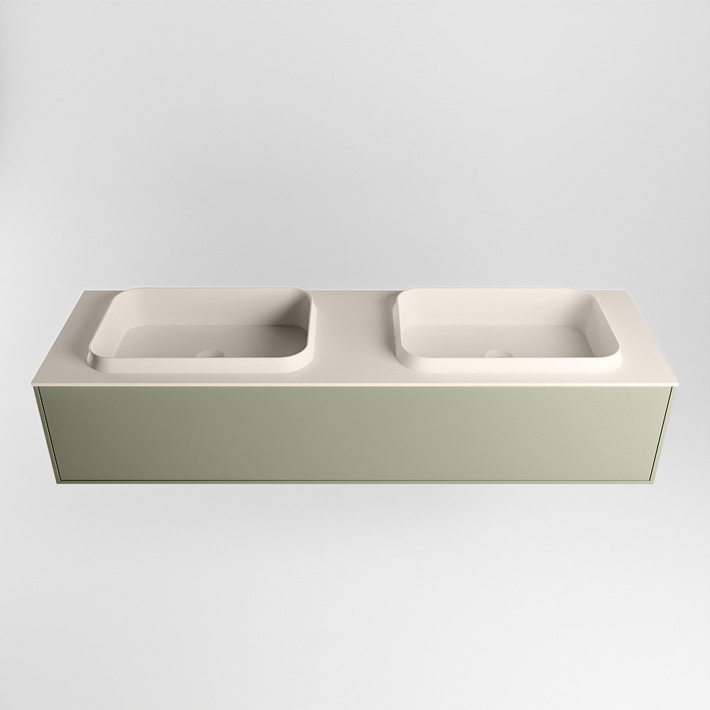 MONDIAZ ERIN 150cm mueble de baño color Army 1 cajón. Lavabo RIDGE Doble 2 orificios color Linen. 5 MONDIAZ ERIN 150cm mueble de baño color Army 1 cajón. Lavabo RIDGE Doble 2 orificios color Linen. - Imagen 5