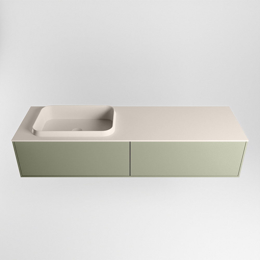 MONDIAZ ERIN 150cm mueble de baño color Army 2 cajones. Lavabo RIDGE Izquierda 1 orificio color Linen. 5 MONDIAZ ERIN 150cm mueble de baño color Army 2 cajones. Lavabo RIDGE Izquierda 1 orificio color Linen. - Imagen 5