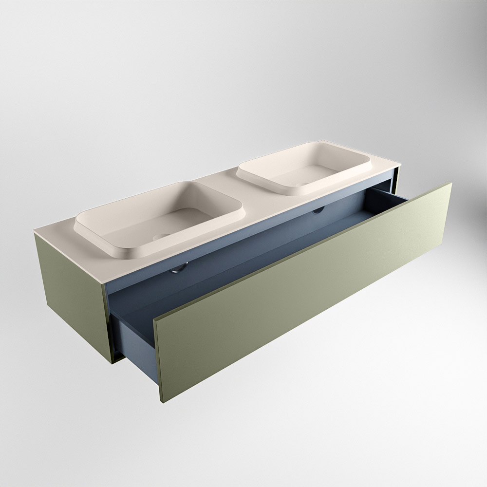 MONDIAZ ERIN 150cm mueble de baño color Army 1 cajón. Lavabo RIDGE Doble 2 orificios color Linen. 6 MONDIAZ ERIN 150cm mueble de baño color Army 1 cajón. Lavabo RIDGE Doble 2 orificios color Linen. - Imagen 6