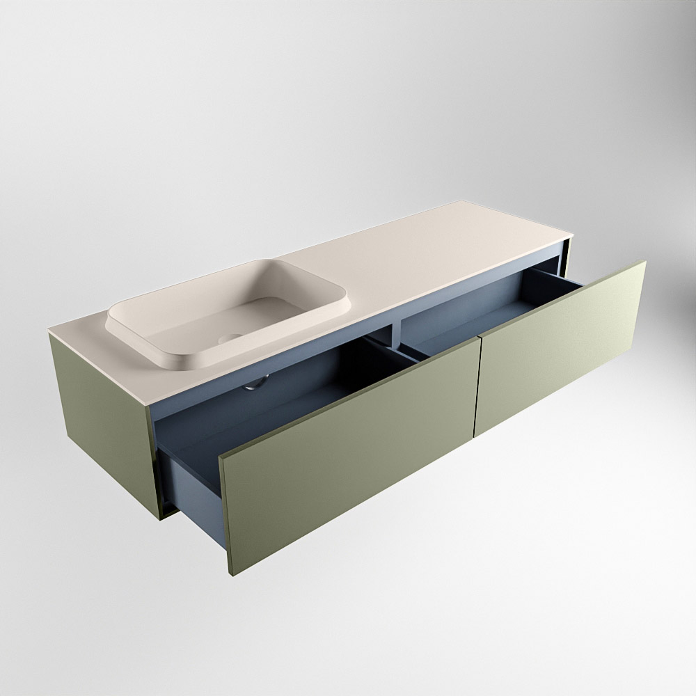 MONDIAZ ERIN 150cm mueble de baño color Army 2 cajones. Lavabo RIDGE Izquierda 1 orificio color Linen. 6 MONDIAZ ERIN 150cm mueble de baño color Army 2 cajones. Lavabo RIDGE Izquierda 1 orificio color Linen. - Imagen 6