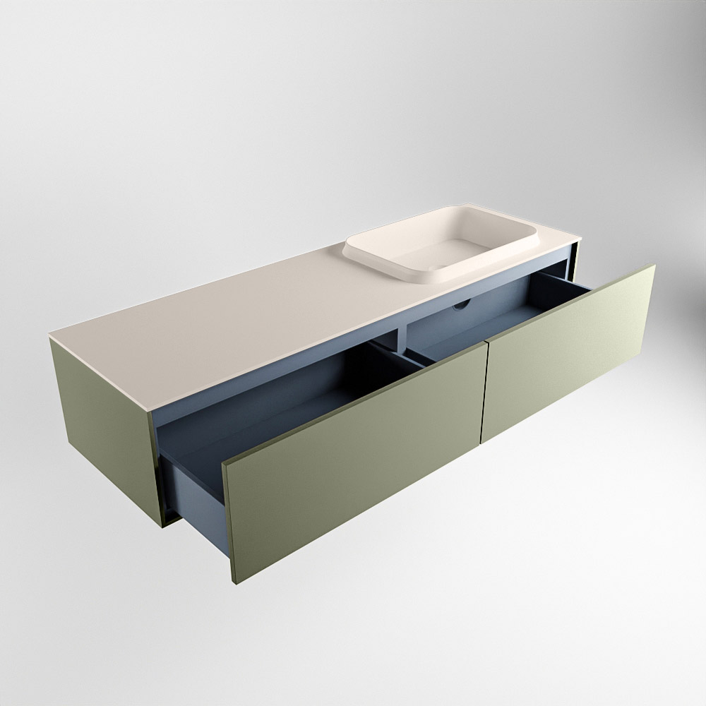 MONDIAZ ERIN 150cm mueble de baño color Army 2 cajones. Lavabo RIDGE Derecho 1 orificio color Linen. 6 MONDIAZ ERIN 150cm mueble de baño color Army 2 cajones. Lavabo RIDGE Derecho 1 orificio color Linen. - Imagen 6