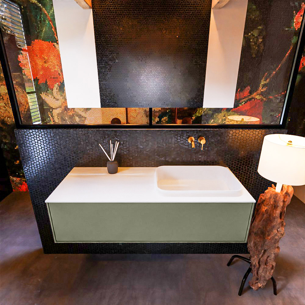 MONDIAZ ERIN 120cm mueble de baño color Army 1 cajón. Lavabo RIDGE Derecho sin orificio color Talc. 3 MONDIAZ ERIN 120cm mueble de baño color Army 1 cajón. Lavabo RIDGE Derecho sin orificio color Talc. - Imagen 3