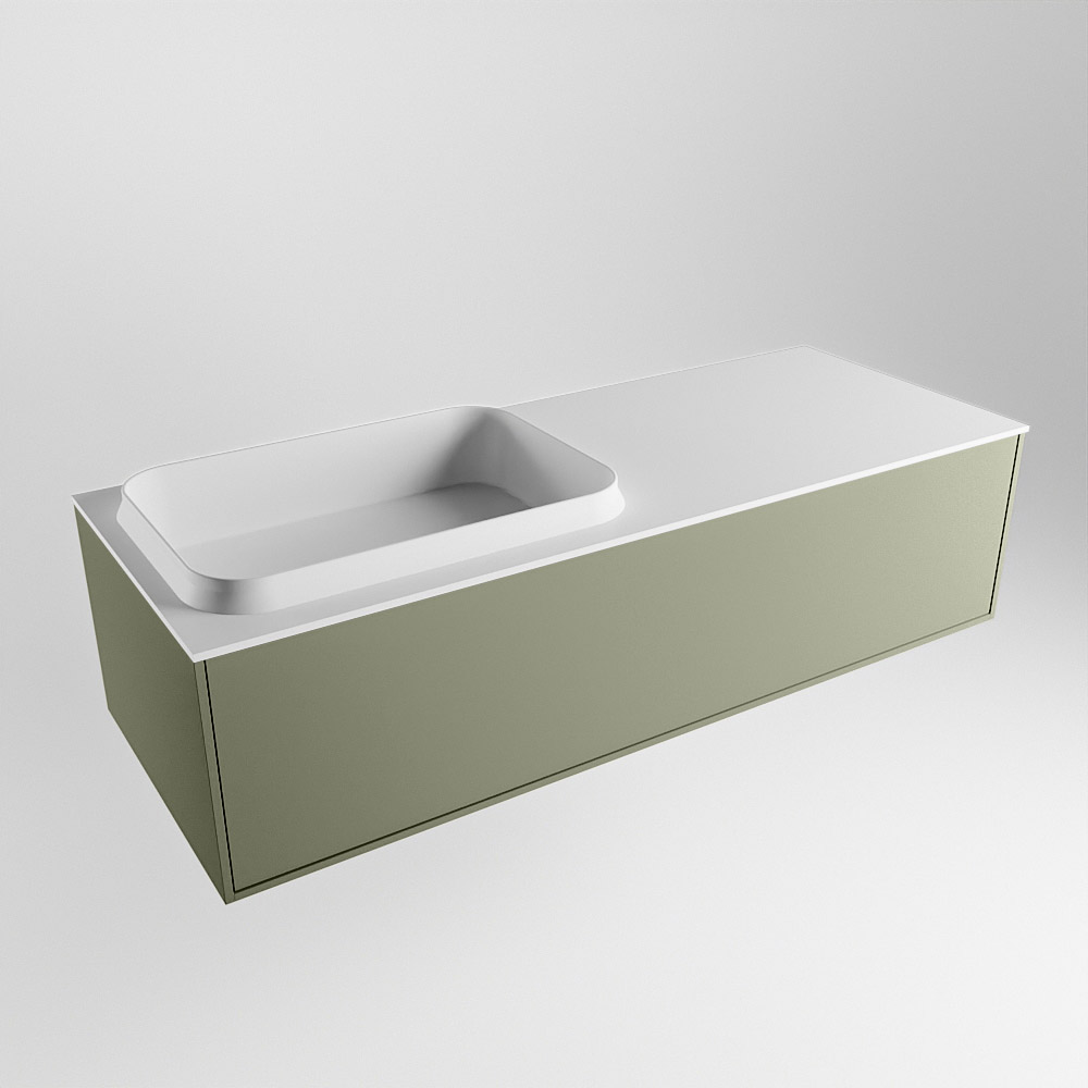MONDIAZ ERIN 120cm mueble de baño color Army 1 cajón. Lavabo RIDGE Izquierda 1 orificio color Talc. 4 MONDIAZ ERIN 120cm mueble de baño color Army 1 cajón. Lavabo RIDGE Izquierda 1 orificio color Talc. - Imagen 4