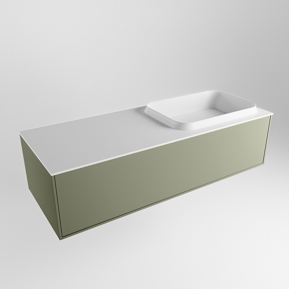 MONDIAZ ERIN 120cm mueble de baño color Army 1 cajón. Lavabo RIDGE Derecho 1 orificio color Talc. 4 MONDIAZ ERIN 120cm mueble de baño color Army 1 cajón. Lavabo RIDGE Derecho 1 orificio color Talc. - Imagen 4