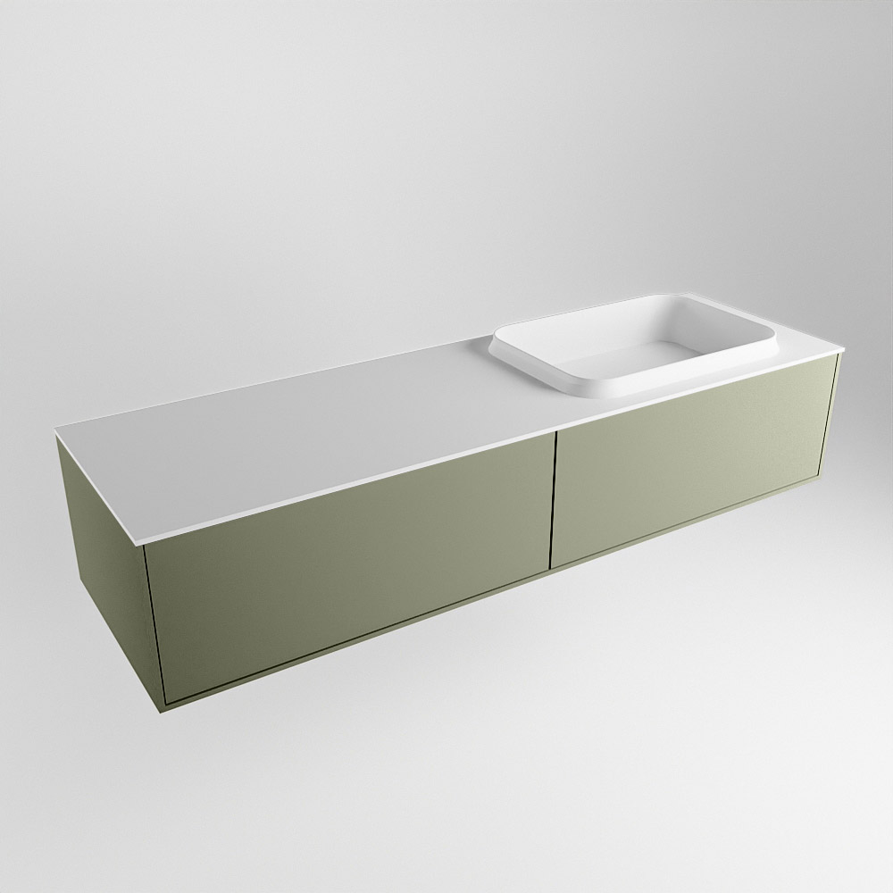 MONDIAZ ERIN 150cm mueble de baño color Army 2 cajones. Lavabo RIDGE Derecho sin orificio color Talc. 4 MONDIAZ ERIN 150cm mueble de baño color Army 2 cajones. Lavabo RIDGE Derecho sin orificio color Talc. - Imagen 4