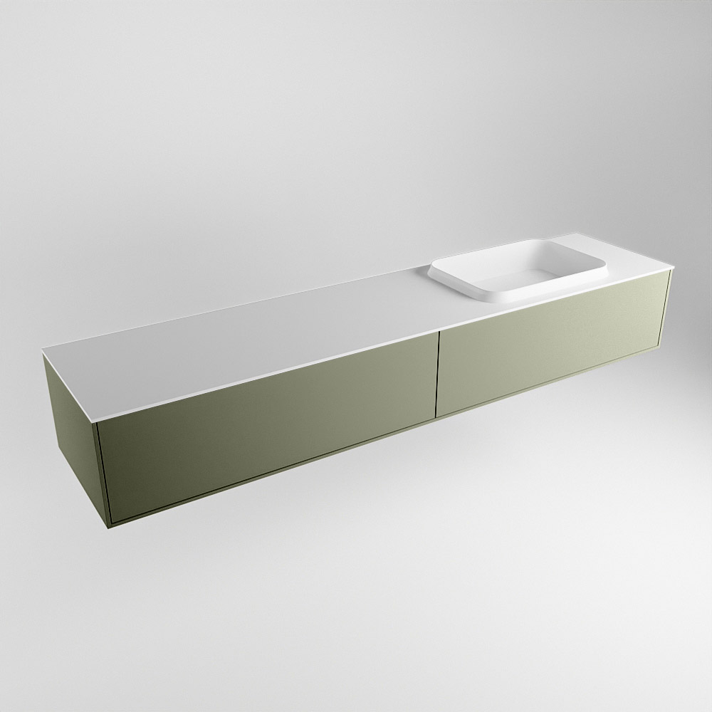 MONDIAZ ERIN 200cm mueble de baño color Army 2 cajones. Lavabo RIDGE Derecho 1 orificio color Talc. 4 MONDIAZ ERIN 200cm mueble de baño color Army 2 cajones. Lavabo RIDGE Derecho 1 orificio color Talc. - Imagen 4