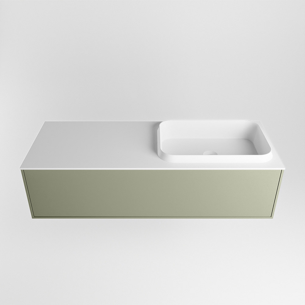MONDIAZ ERIN 120cm mueble de baño color Army 1 cajón. Lavabo RIDGE Derecho 1 orificio color Talc. 5 MONDIAZ ERIN 120cm mueble de baño color Army 1 cajón. Lavabo RIDGE Derecho 1 orificio color Talc. - Imagen 5