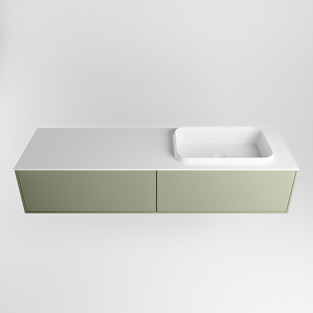 MONDIAZ ERIN 150cm mueble de baño color Army 2 cajones. Lavabo RIDGE Derecho sin orificio color Talc. 5 MONDIAZ ERIN 150cm mueble de baño color Army 2 cajones. Lavabo RIDGE Derecho sin orificio color Talc. - Imagen 5