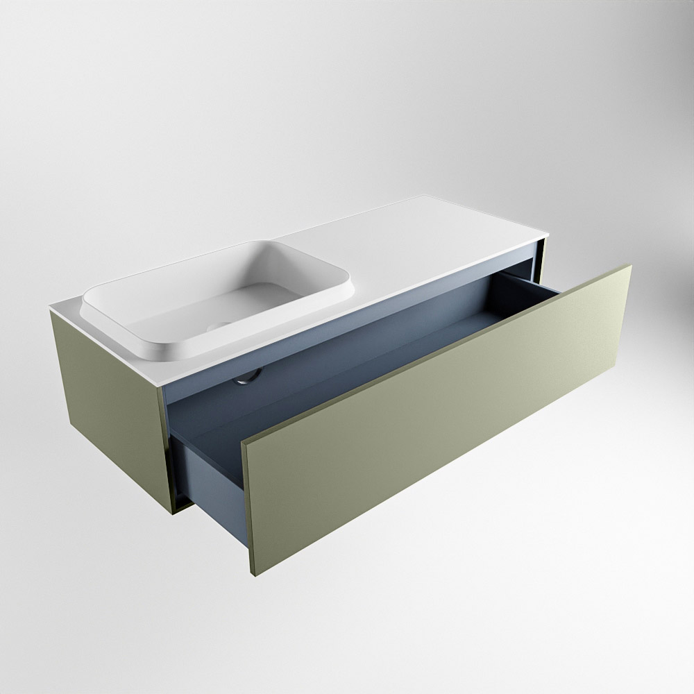MONDIAZ ERIN 120cm mueble de baño color Army 1 cajón. Lavabo RIDGE Izquierda 1 orificio color Talc. 6 MONDIAZ ERIN 120cm mueble de baño color Army 1 cajón. Lavabo RIDGE Izquierda 1 orificio color Talc. - Imagen 6