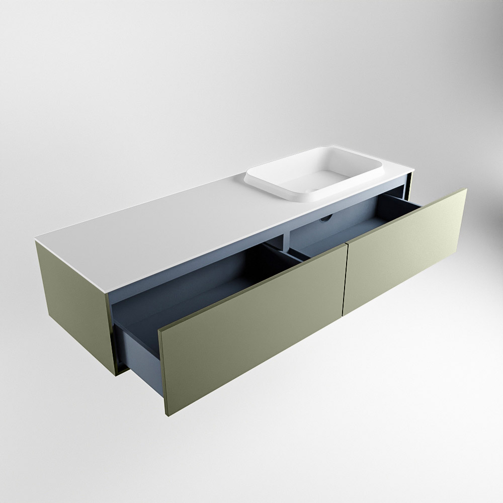 MONDIAZ ERIN 150cm mueble de baño color Army 2 cajones. Lavabo RIDGE Derecho sin orificio color Talc. 6 MONDIAZ ERIN 150cm mueble de baño color Army 2 cajones. Lavabo RIDGE Derecho sin orificio color Talc. - Imagen 6