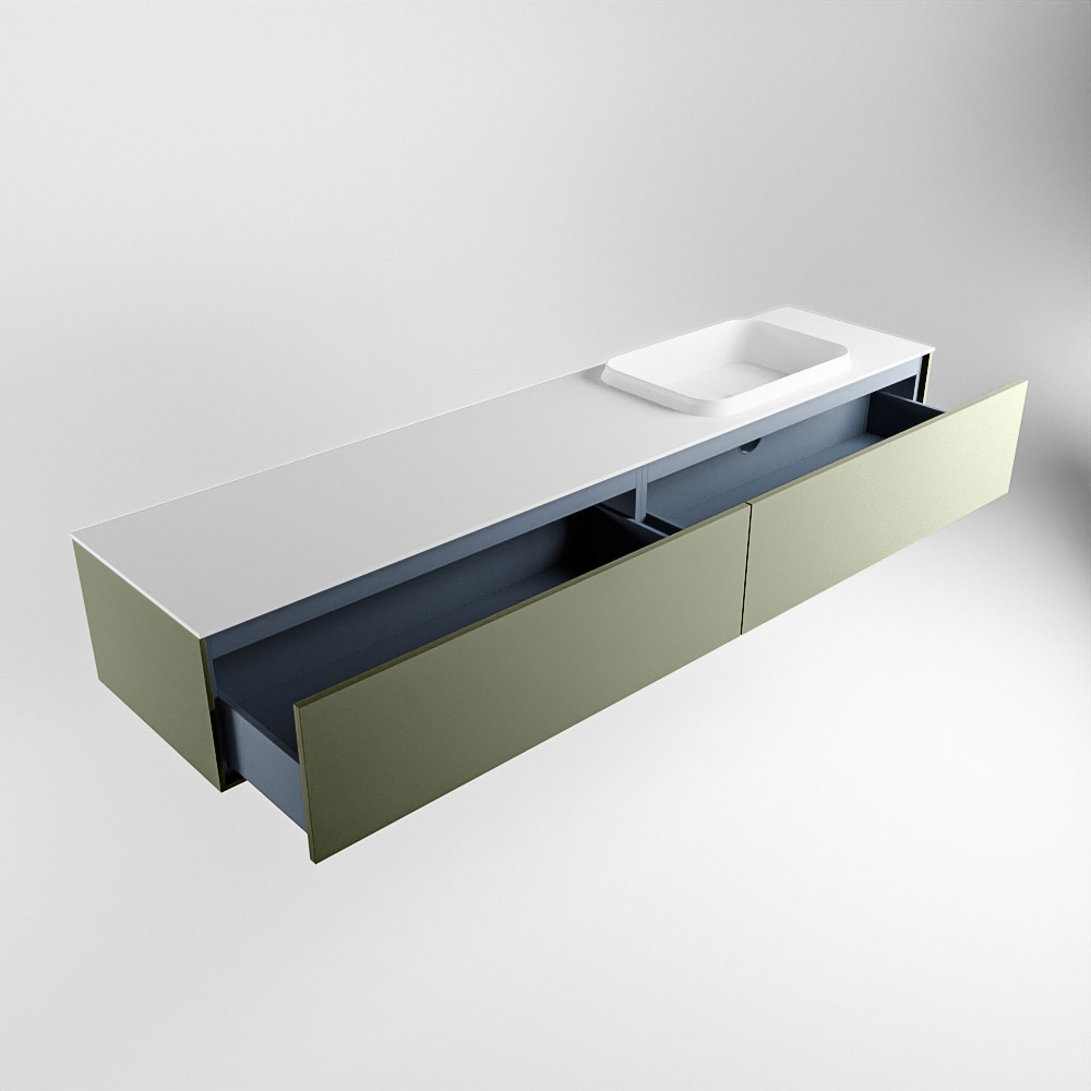 MONDIAZ ERIN 200cm mueble de baño color Army 2 cajones. Lavabo RIDGE Derecho 1 orificio color Talc. 6 MONDIAZ ERIN 200cm mueble de baño color Army 2 cajones. Lavabo RIDGE Derecho 1 orificio color Talc. - Imagen 6