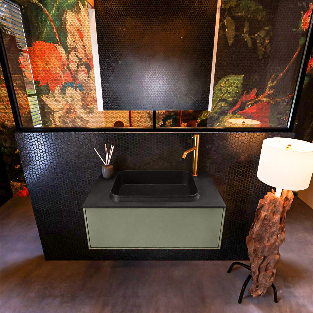 MONDIAZ ERIN 80cm mueble de baño color Army 1 cajón. Lavabo RIDGE Centro 1 orificio color Urban. 3 MONDIAZ ERIN 80cm mueble de baño color Army 1 cajón. Lavabo RIDGE Centro 1 orificio color Urban. - Imagen 3