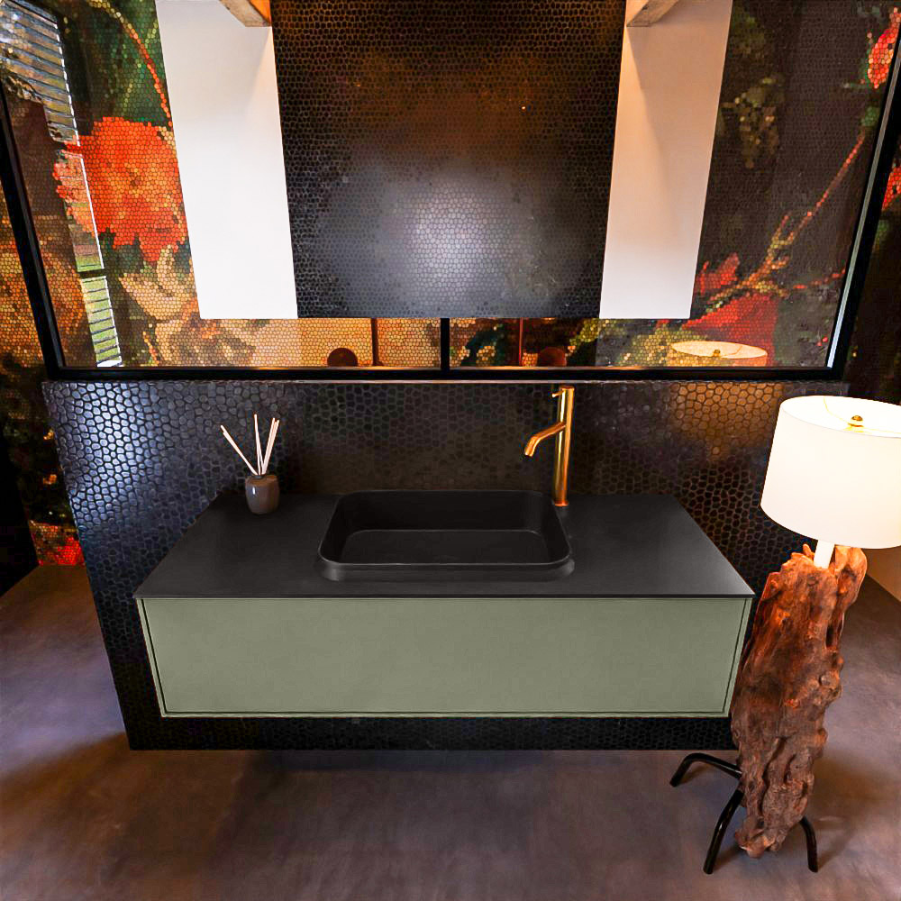 MONDIAZ ERIN 120cm mueble de baño color Army 1 cajón. Lavabo RIDGE Centro 1 orificio color Urban. 3 MONDIAZ ERIN 120cm mueble de baño color Army 1 cajón. Lavabo RIDGE Centro 1 orificio color Urban. - Imagen 3