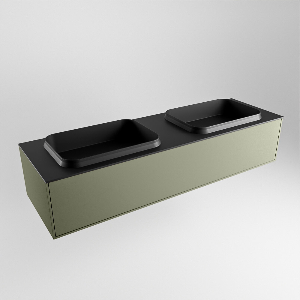 MONDIAZ ERIN 150cm mueble de baño color Army 1 cajón. Lavabo RIDGE Doble sin orificio color Urban. 4 MONDIAZ ERIN 150cm mueble de baño color Army 1 cajón. Lavabo RIDGE Doble sin orificio color Urban. - Imagen 4