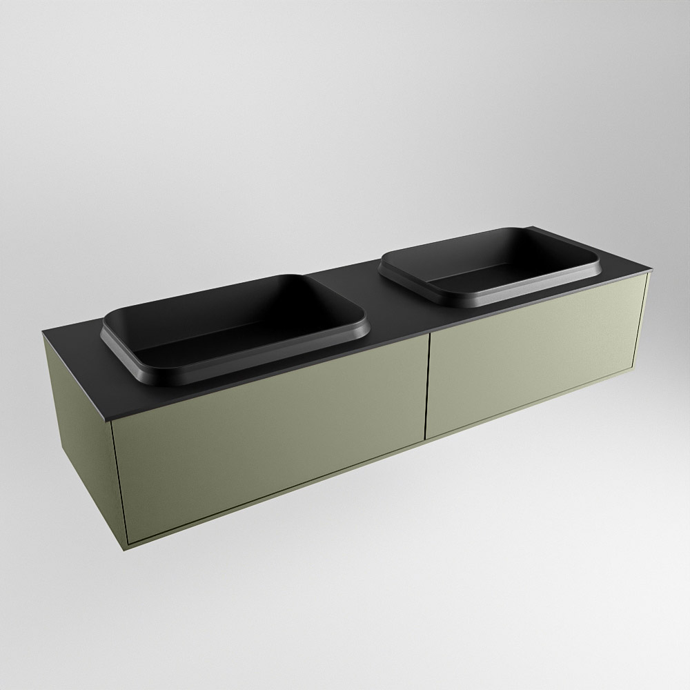 MONDIAZ ERIN 150cm mueble de baño color Army 2 cajones. Lavabo RIDGE Doble 2 orificios color Urban. 4 MONDIAZ ERIN 150cm mueble de baño color Army 2 cajones. Lavabo RIDGE Doble 2 orificios color Urban. - Imagen 4