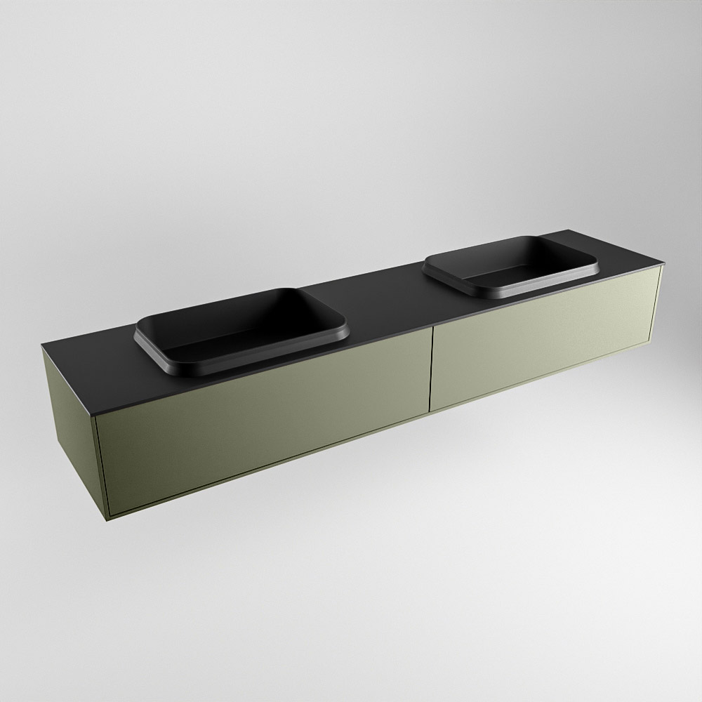 MONDIAZ ERIN 200cm mueble de baño color Army 2 cajones. Lavabo RIDGE Doble 2 orificios color Urban. 4 MONDIAZ ERIN 200cm mueble de baño color Army 2 cajones. Lavabo RIDGE Doble 2 orificios color Urban. - Imagen 4