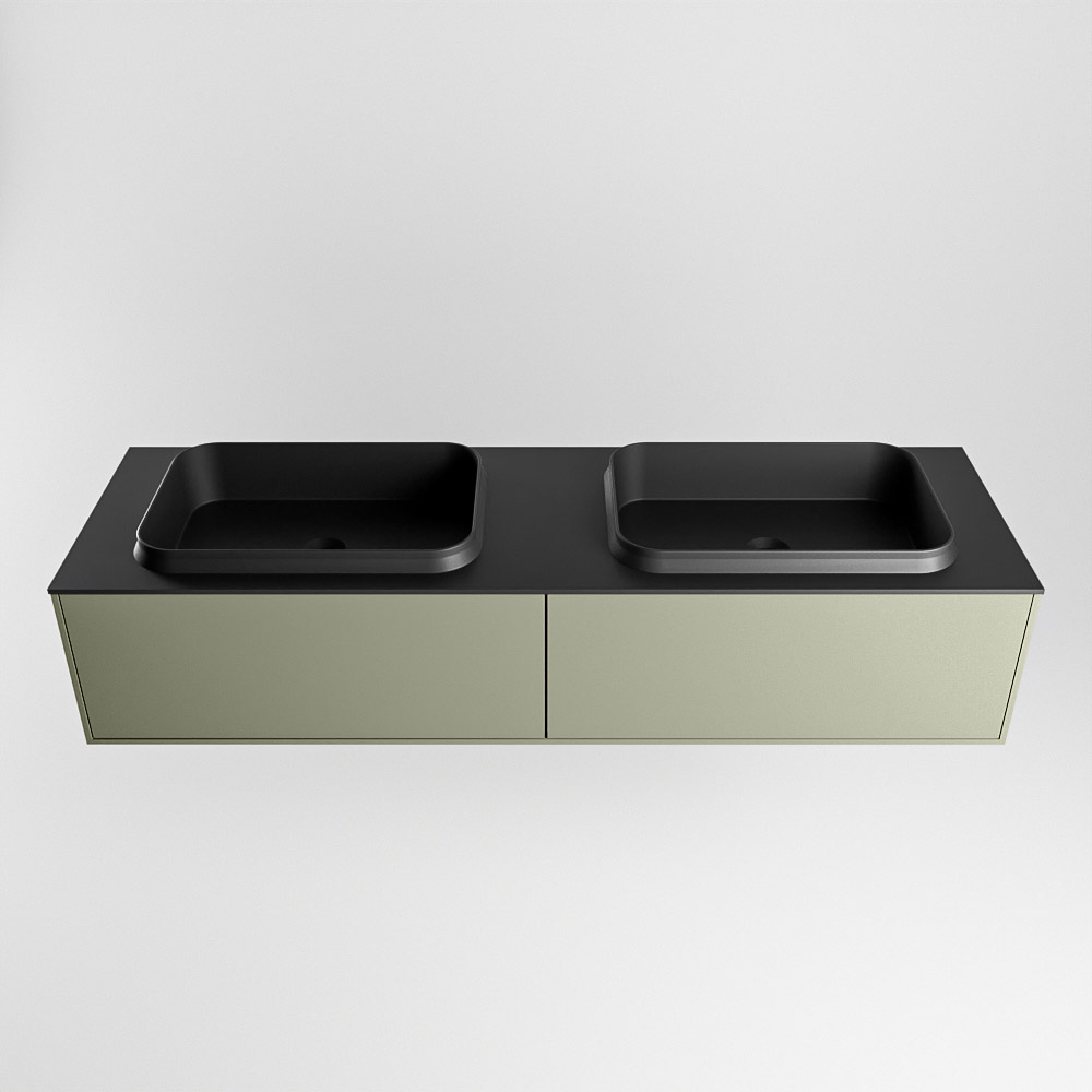 MONDIAZ ERIN 150cm mueble de baño color Army 2 cajones. Lavabo RIDGE Doble sin orificio color Urban. 5 MONDIAZ ERIN 150cm mueble de baño color Army 2 cajones. Lavabo RIDGE Doble sin orificio color Urban. - Imagen 5