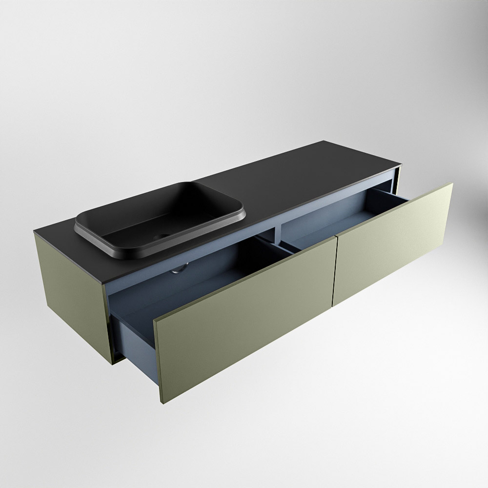 MONDIAZ ERIN 150cm mueble de baño color Army 2 cajones. Lavabo RIDGE Izquierda 1 orificio color Urban. 6 MONDIAZ ERIN 150cm mueble de baño color Army 2 cajones. Lavabo RIDGE Izquierda 1 orificio color Urban. - Imagen 6