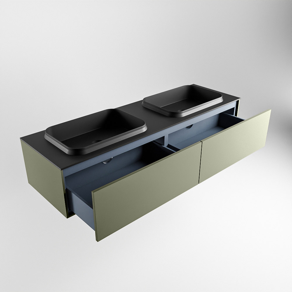 MONDIAZ ERIN 150cm mueble de baño color Army 2 cajones. Lavabo RIDGE Doble 2 orificios color Urban. 6 MONDIAZ ERIN 150cm mueble de baño color Army 2 cajones. Lavabo RIDGE Doble 2 orificios color Urban. - Imagen 6