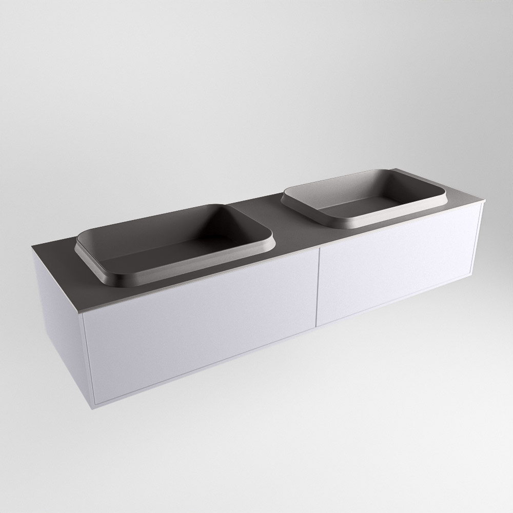 MONDIAZ ERIN 150cm mueble de baño color Cale 2 cajones. Lavabo RIDGE Doble sin orificio color Dark Grey. 4 MONDIAZ ERIN 150cm mueble de baño color Cale 2 cajones. Lavabo RIDGE Doble sin orificio color Dark Grey. - Imagen 4