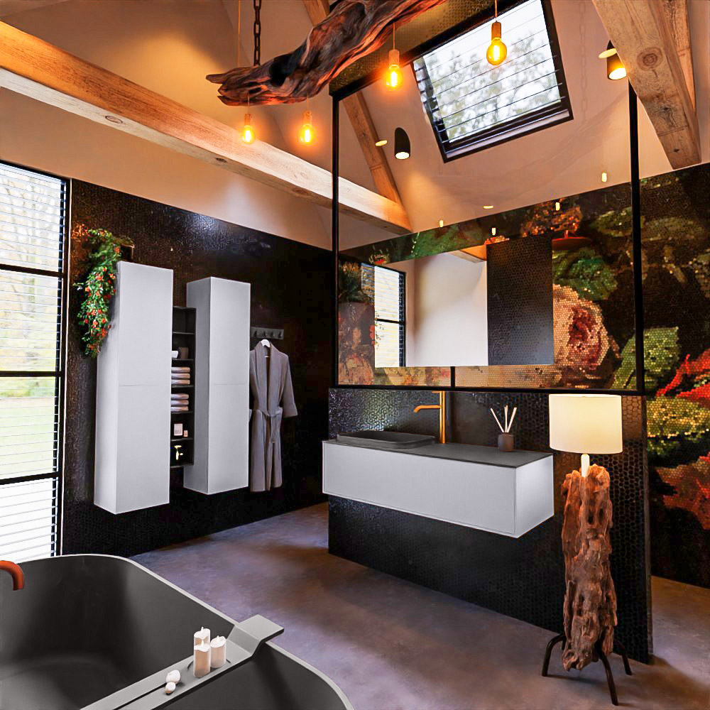 MONDIAZ ERIN 120cm mueble de baño color Cale 1 cajón. Lavabo RIDGE Izquierda 1 orificio color Dark Grey. 2 MONDIAZ ERIN 120cm mueble de baño color Cale 1 cajón. Lavabo RIDGE Izquierda 1 orificio color Dark Grey. - Imagen 2