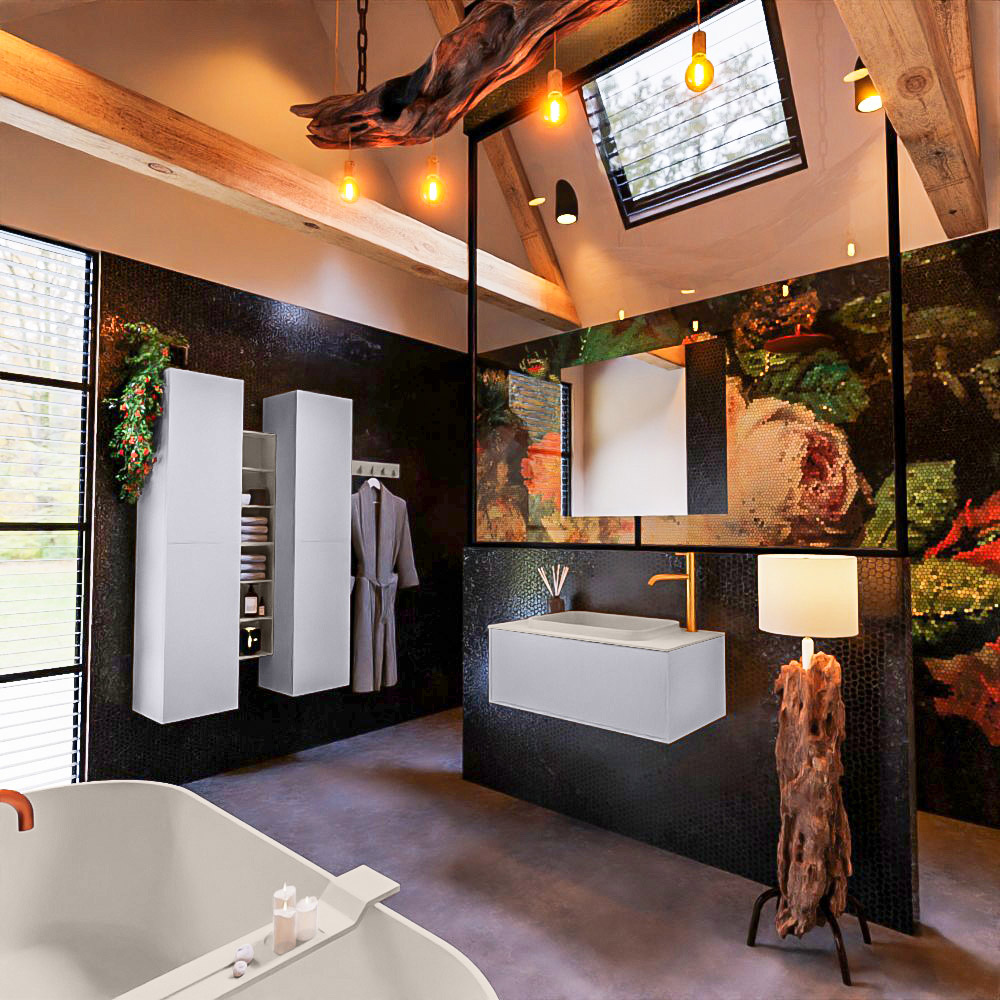 MONDIAZ ERIN 80cm mueble de baño color Cale 1 cajón. Lavabo RIDGE Centro 1 orificio color Linen. 2 MONDIAZ ERIN 80cm mueble de baño color Cale 1 cajón. Lavabo RIDGE Centro 1 orificio color Linen. - Imagen 2