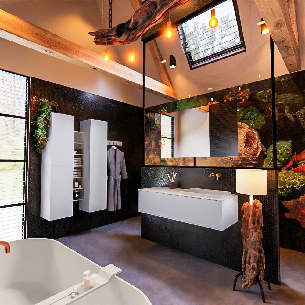 MONDIAZ ERIN 120cm mueble de baño color Cale 1 cajón. Lavabo RIDGE Derecho sin orificio color Linen. 2 MONDIAZ ERIN 120cm mueble de baño color Cale 1 cajón. Lavabo RIDGE Derecho sin orificio color Linen. - Imagen 2